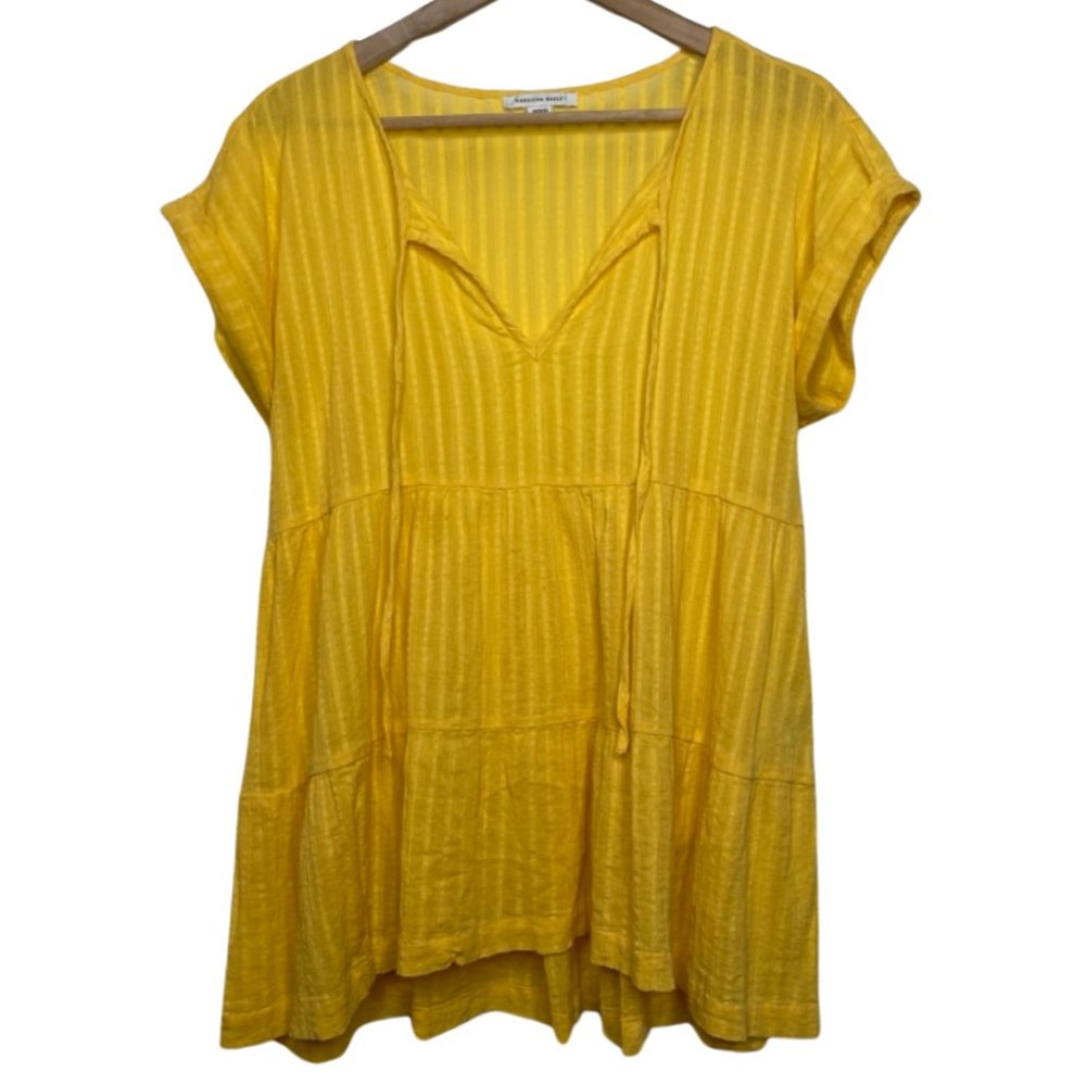 AMERICAN EAGLE | Tiered Yellow Cotton Babydoll Tunic Blouse | Size M